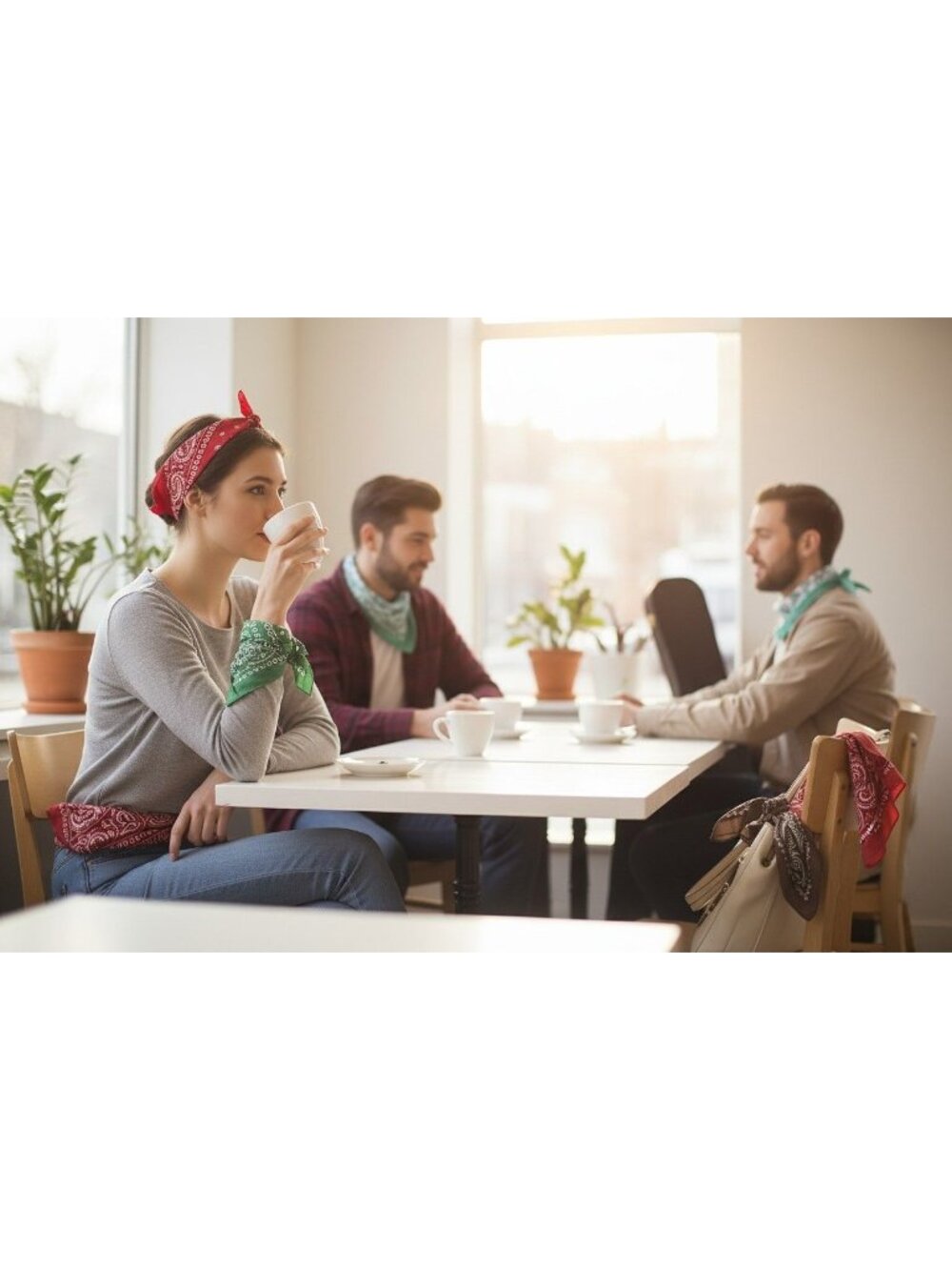 Bandana Lot Paisley Print Red Green Brown Blue Vintage Style Western Cotton